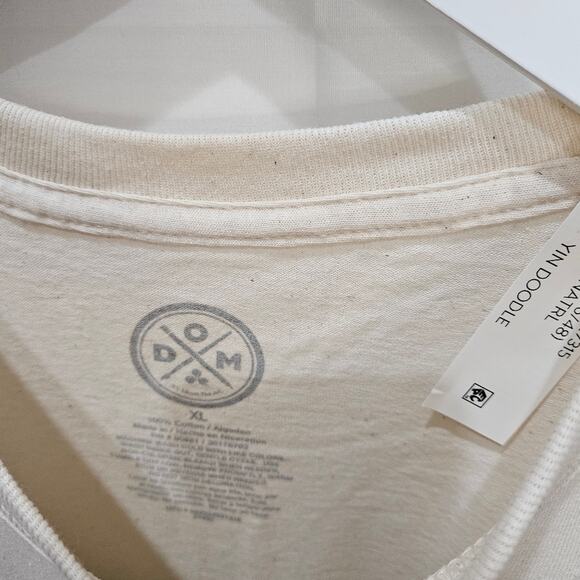 DOM Tie Dye Graphic Yin and Yang Short Sleeve Cream Colorful Tee Size XL - Picture 4 of 6